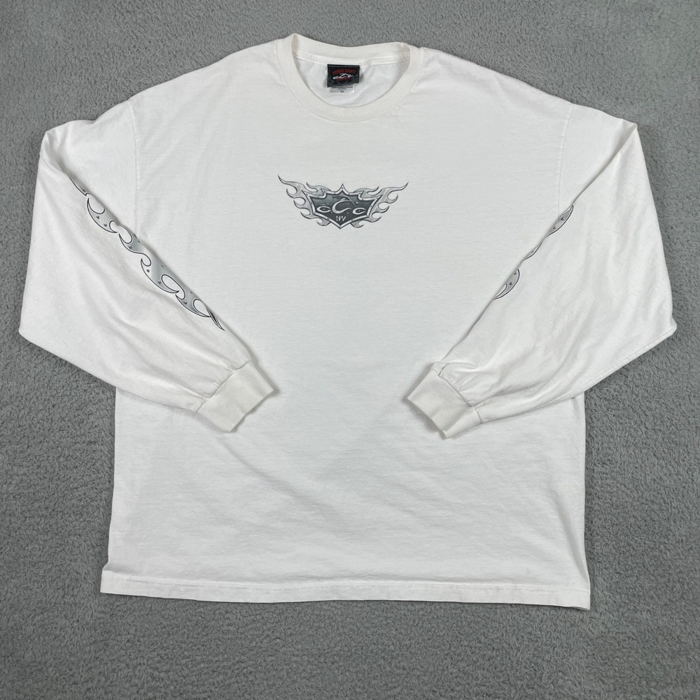 Vintage Orange County Choppers Shirt‎ Mens XXL White NY Flame 2003 Motorcycle